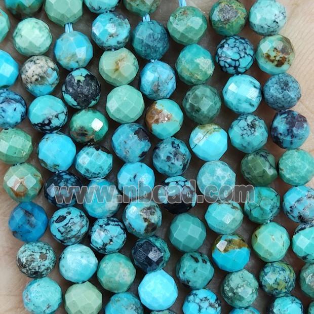 Natural Chinese Hubei Turquoise Beads Teal Faceted Round