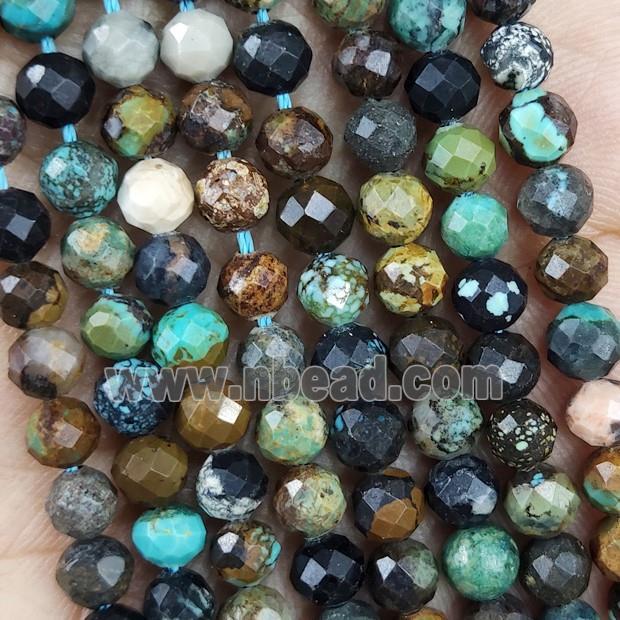 Natural Turquoise Beads C-Grade Faceted Round Multicolor
