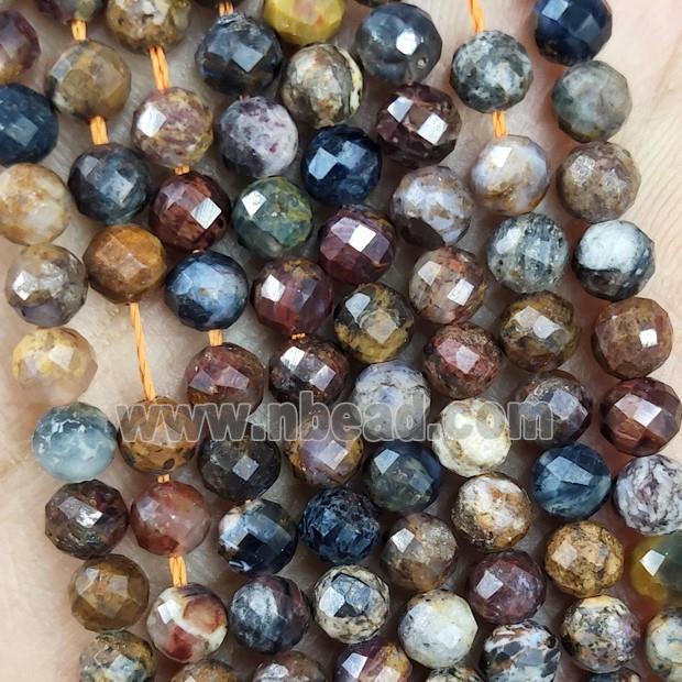 Natural Pietersite Jasper Beads Multicolor Faceted Round