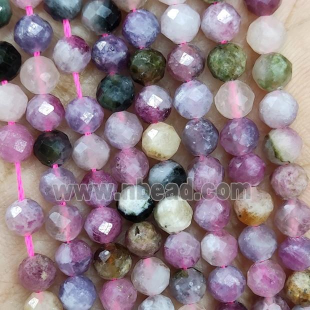 Natural Tourmaline Beads Multicolor Faceted Round