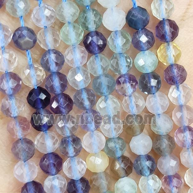 Natural Fluorite Beads Multicolor Faceted Round
