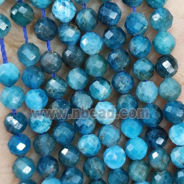 Natural Apatite Beads Blue Faceted Round