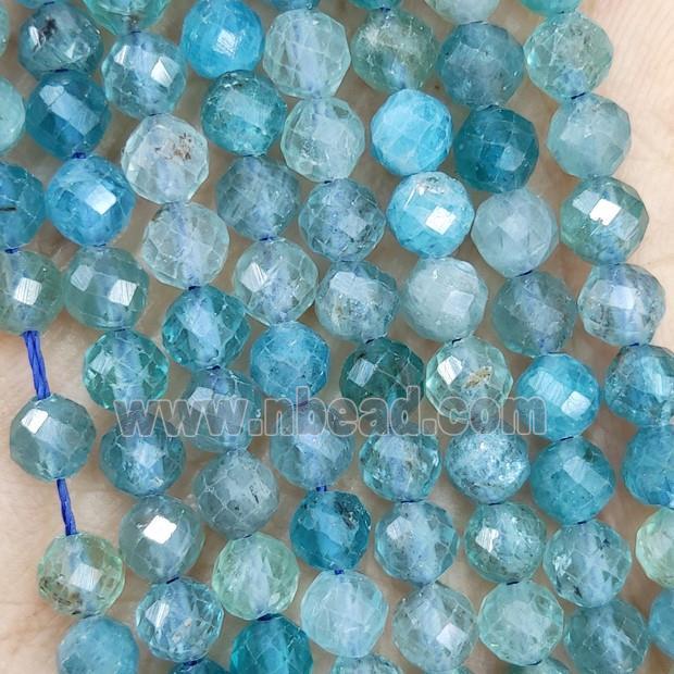 Natural Apatite Beads Blue Faceted Round