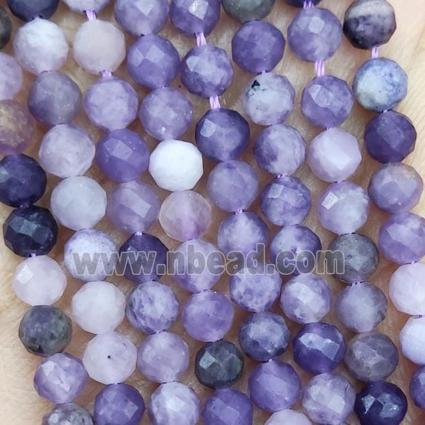 Natural Purple Lepidolite Beads Faceted Round