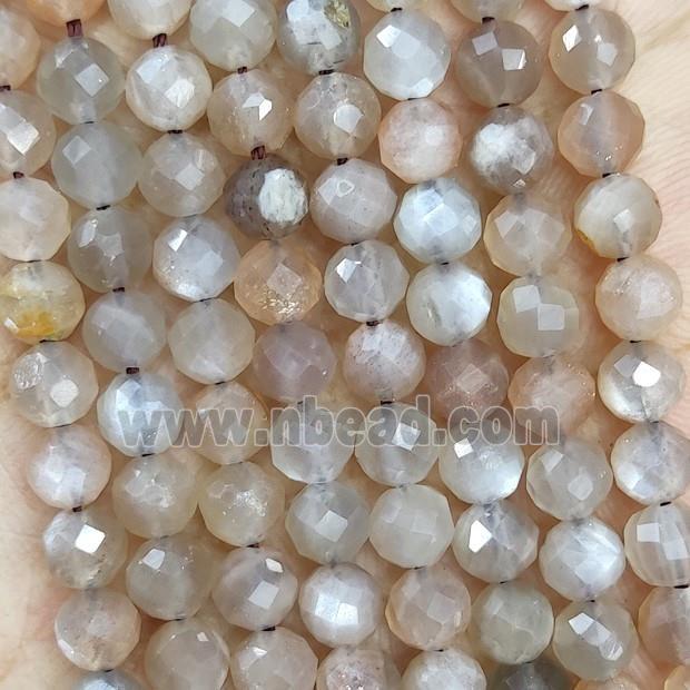 Natural Gray Moonstone Beads Faceted Round