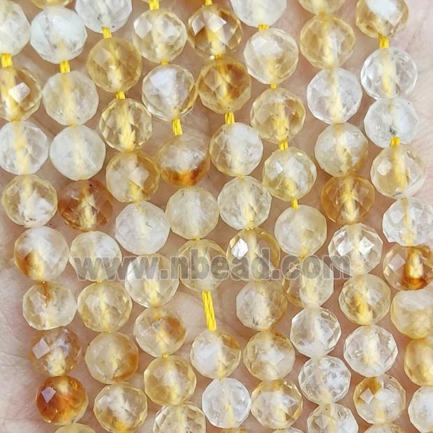 Natural Citrine Beads Yellow Faceted Round