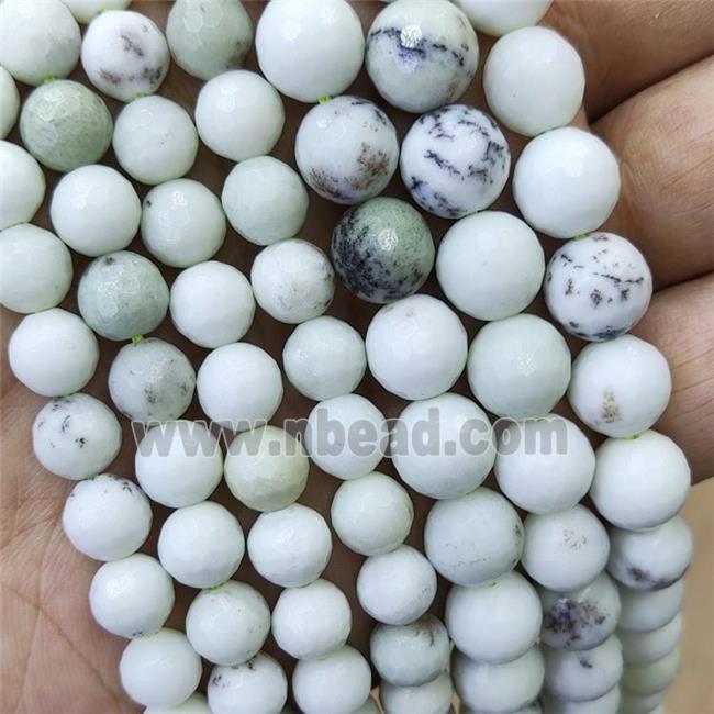 Natural White Chohua Jasper Beads Faceted Round