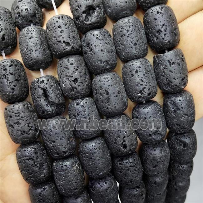 Black Lave Stone Barrel Beads