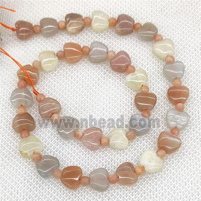 Natural Moonstone Apple Beads Multicolor