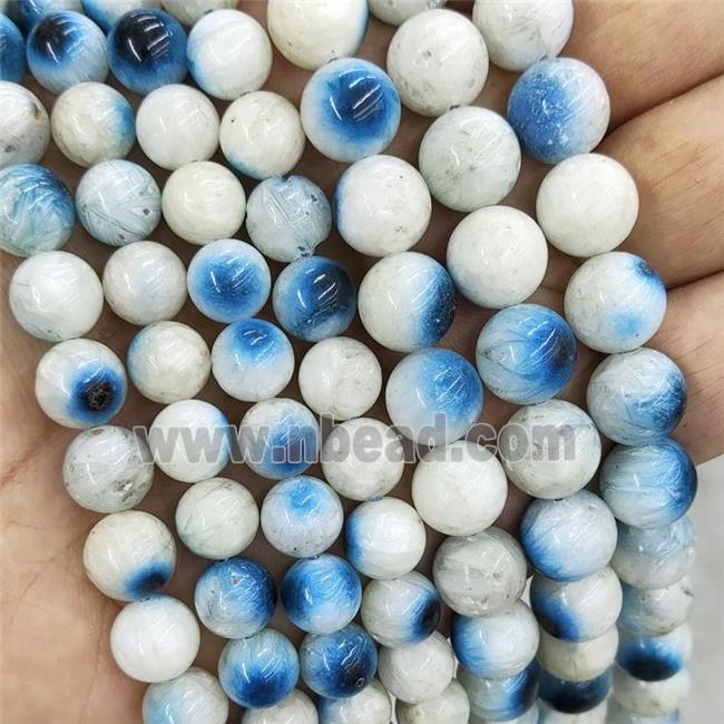 Natural Blue Rutilated Sodalite Beads Smooth Round