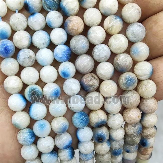 Natural Blue Rutilated Sodalite Beads Smooth Round B-Grade