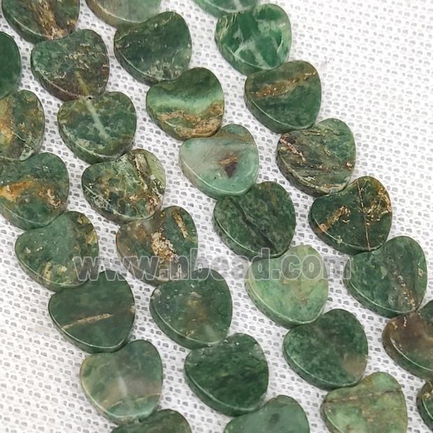 Green African Chrysoprase Heart Beads