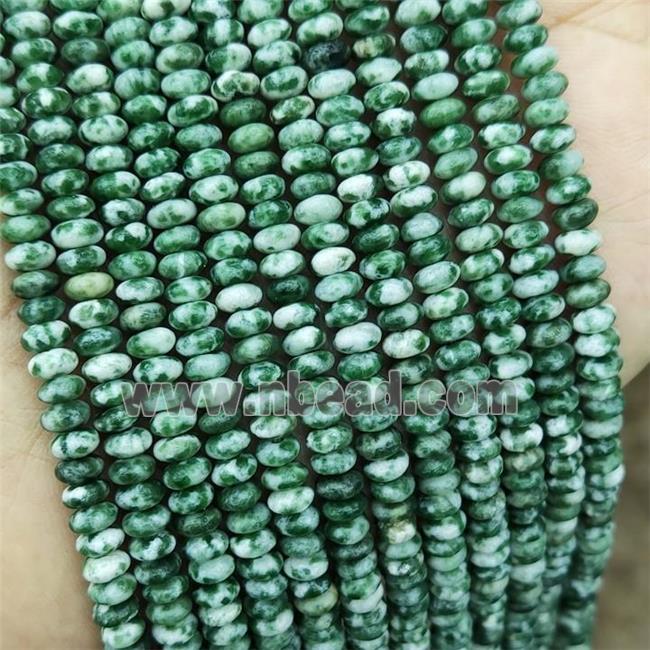 Natural Green Dalmatian Jasper Beads Smooth Rondelle