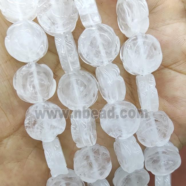 Natural Clear Quartz Flower Beads Carved