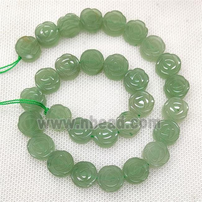 Natural Green Aventurine Flower Beads Carved