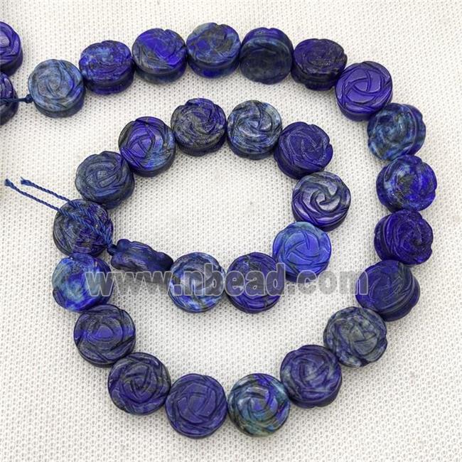 Natural Lapis Lazuli Flower Beads Blue Heat Carved