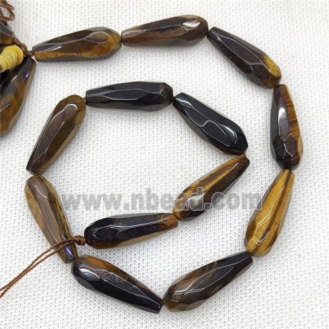 Natural Tiger Eye Stone Beads Faceted Teardrop