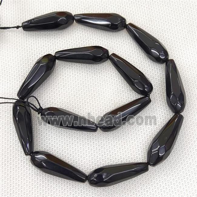 Natural Black Obsidian Beads Faceted Teardrop