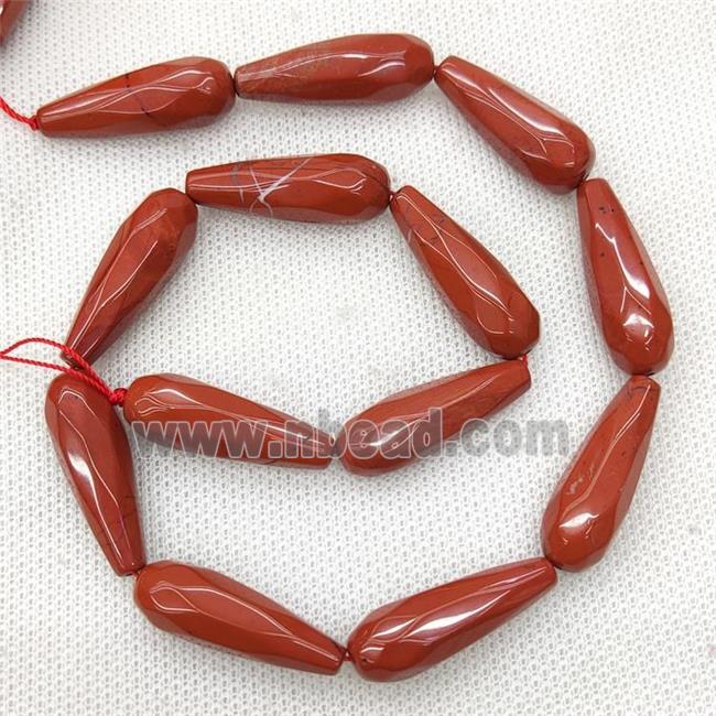 Natural Red Jasper Beads Faceted Teardrop