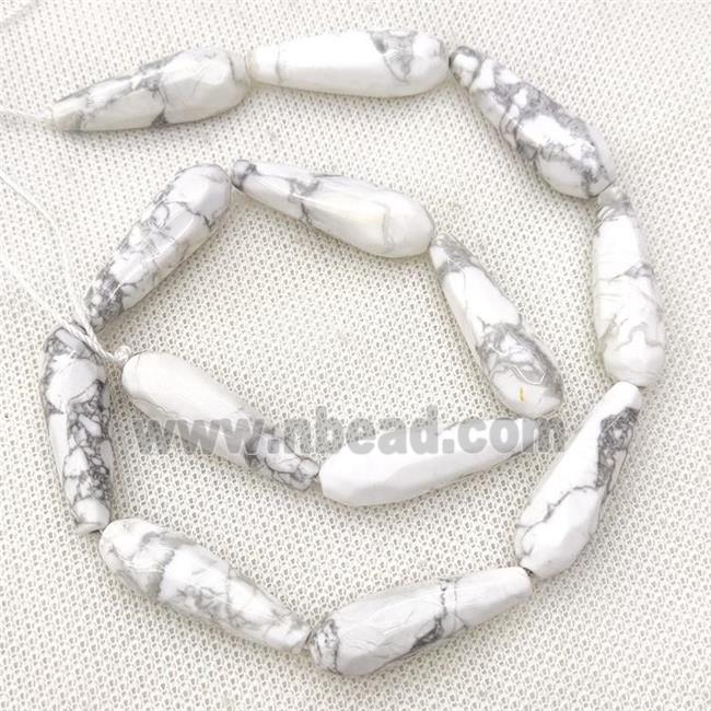Natural White Howlite Turquoise Beads Faceted Teardrop