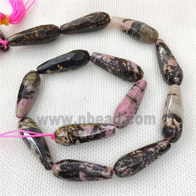 Natural Chinese Rhodonite Beads Faceted Teardrop