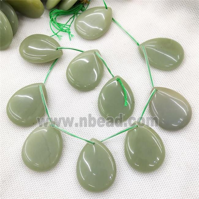Natural Green Aventurine Teardrop Beads Topdrilled
