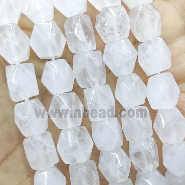 Natural Clear Crystal Quartz Beads Freeform Faceted