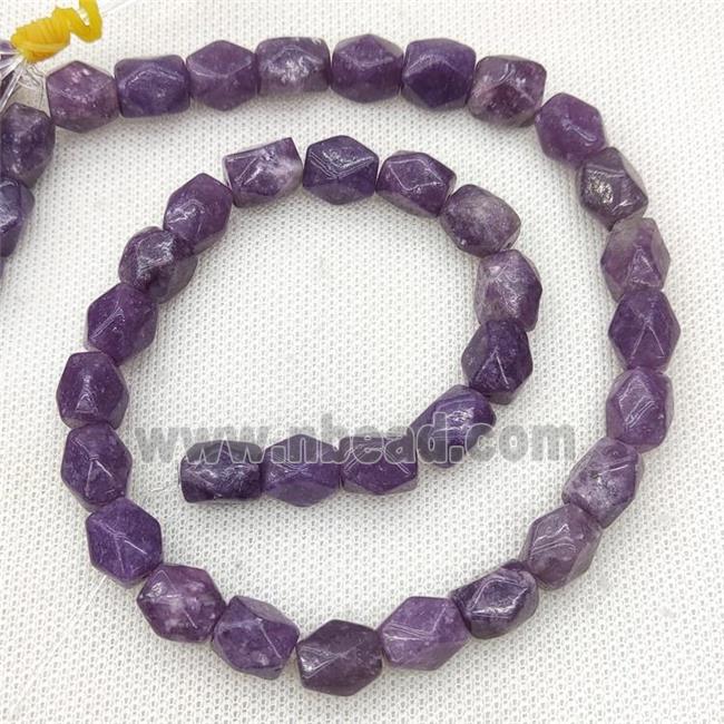 Natural Lepidolite Beads Freeform Faceted Purple Dye