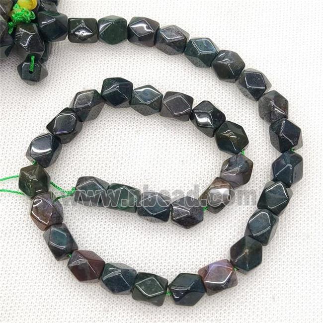 Natural Ocean Agate Beads Freeform Faceted Green