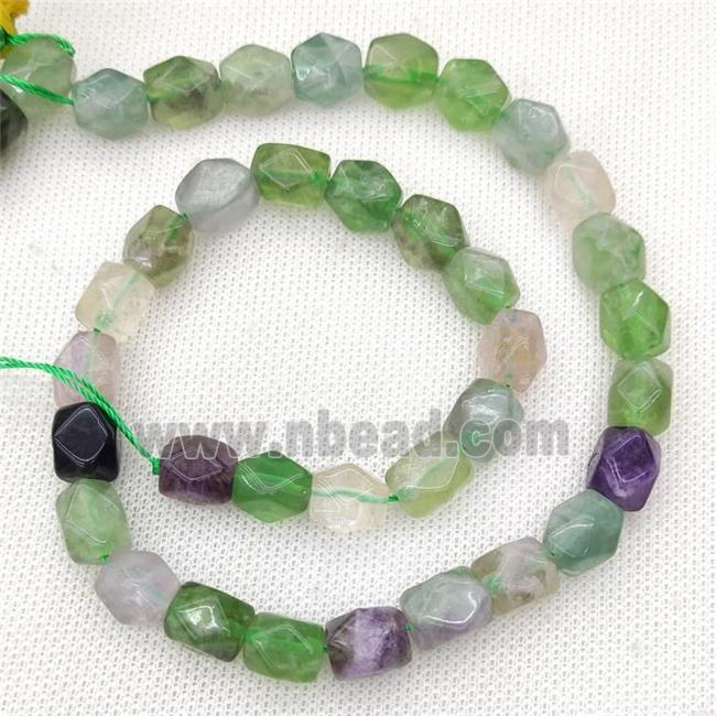 Natural Fluorite Beads Freeform Faceted Multicolor