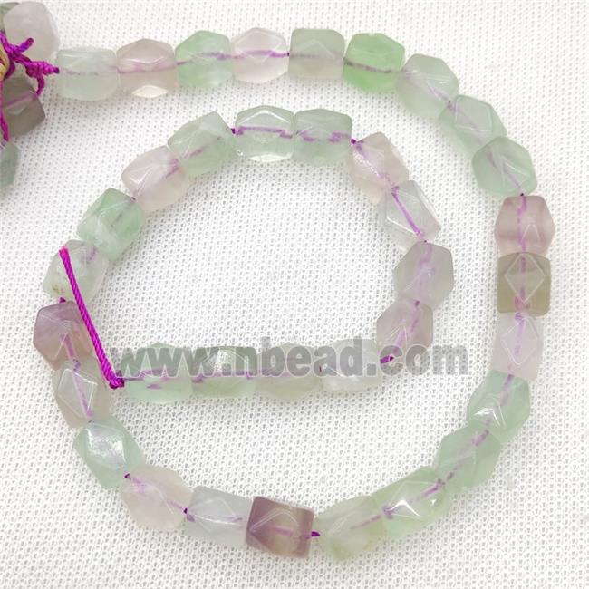 Natural Multicolor Fluorite Beads Freeform Faceted