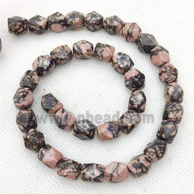 Natural Chinese Rhodonite Beads Freeform Faceted Pink
