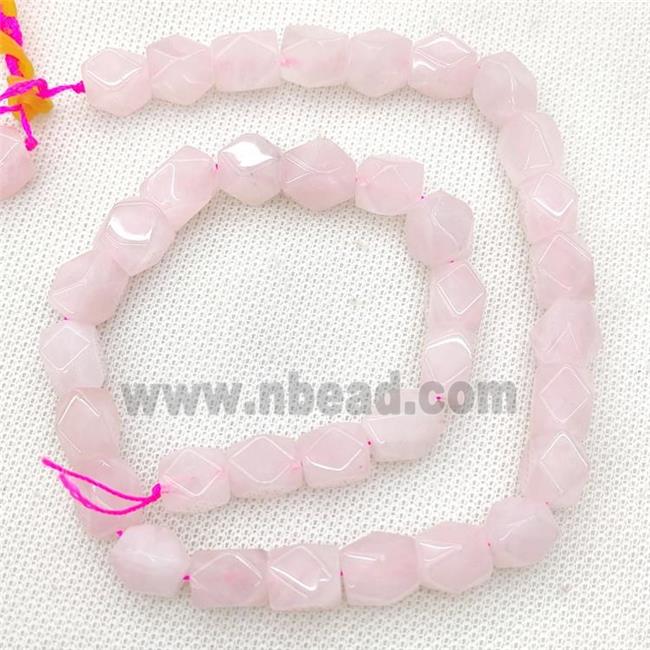 Natural Pink Rose Quartz Beads Freeform Faceted