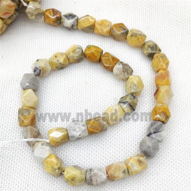 Natural Yellow Crazy Lace Agate Beads Freeform Faceted