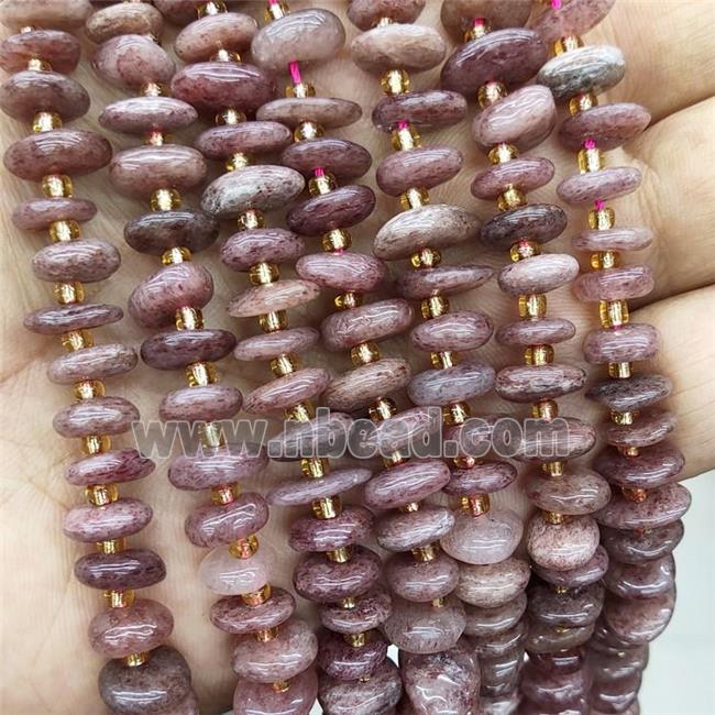 Natural Pink Strawberry Quartz Spacer Beads Freeform