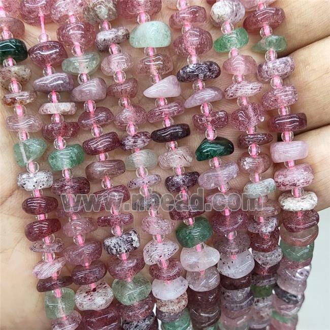 Natural Strawberry Quartz Spacer Beads Freeform Chips