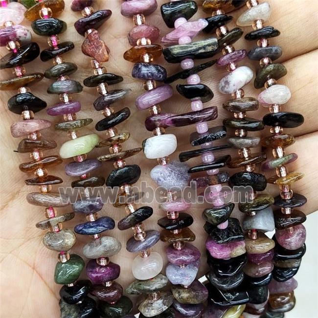 Natural Tourmaline Spacer Beads Multicolor Freeform Chips