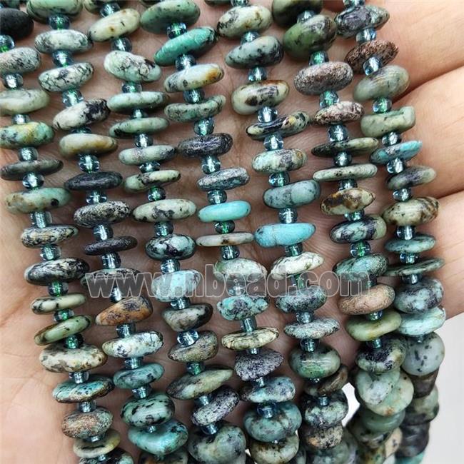 Natural African Turquoise Spacer Beads Green Freeform Chips