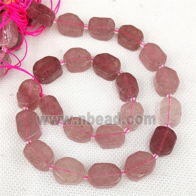 Natural Pink Strawberry Quartz Rectangle Beads