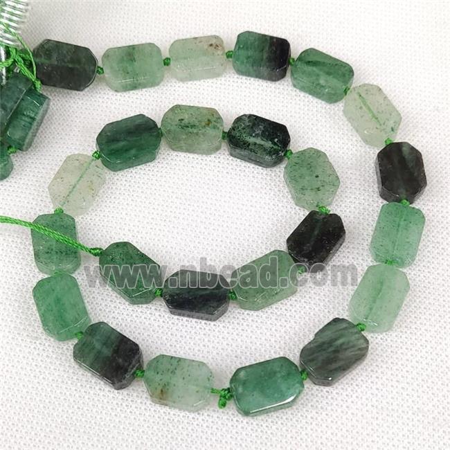 Natural Green Strawberry Quartz Rectangle Beads