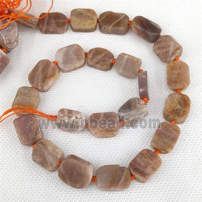 Natural Peach Sunstone Rectangle Beads