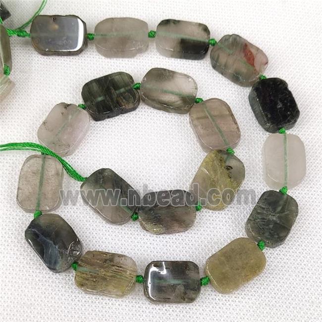 Natural Green Rutilated Quartz Rectangle Beads