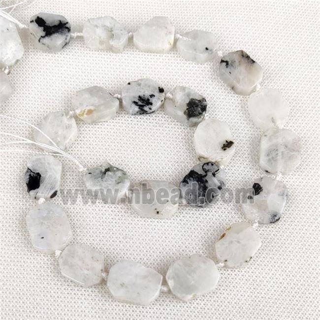 Natural White Moonstone Rectangle Beads