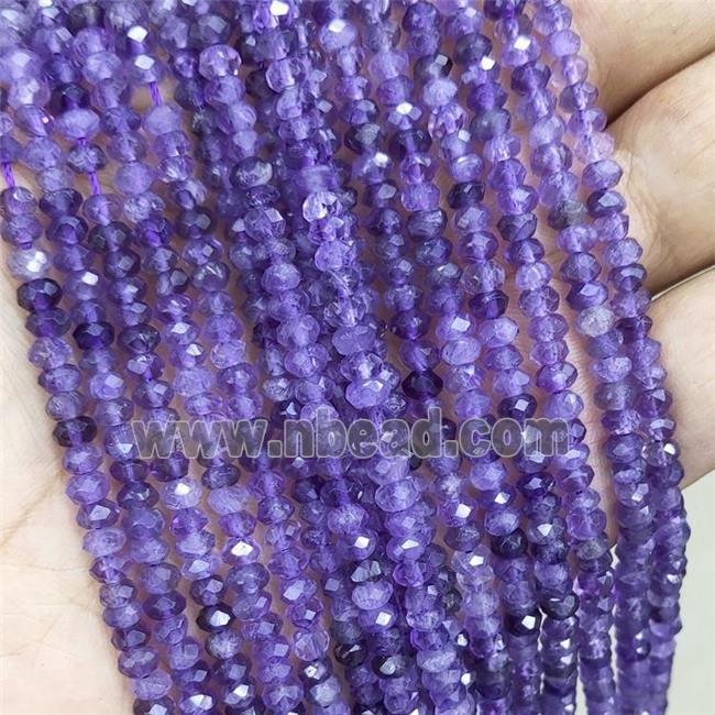 Natural Purple Amethyst Beads Faceted Rondelle
