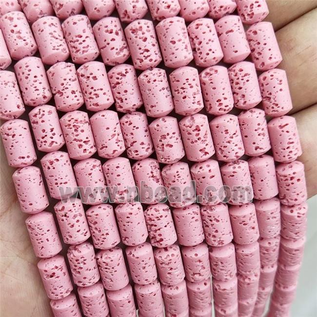 Rock Lava Column Beads Pink Dye