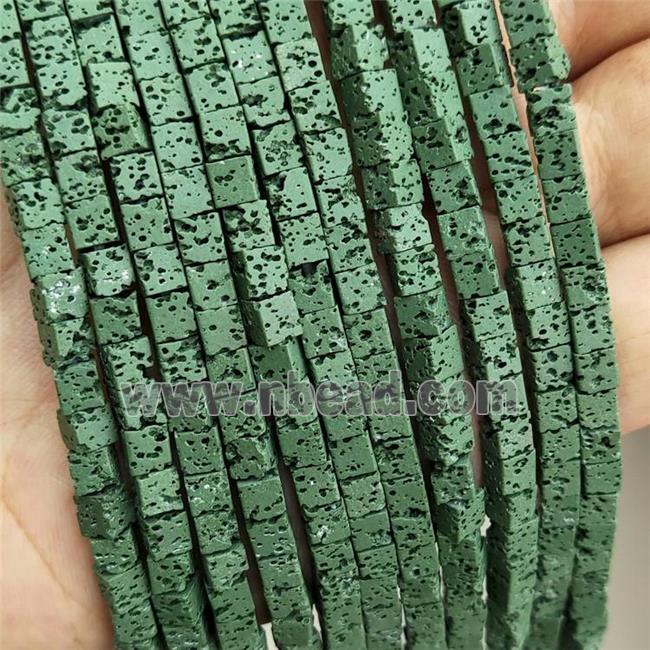 Rock Lava Cube Beads Green Dye
