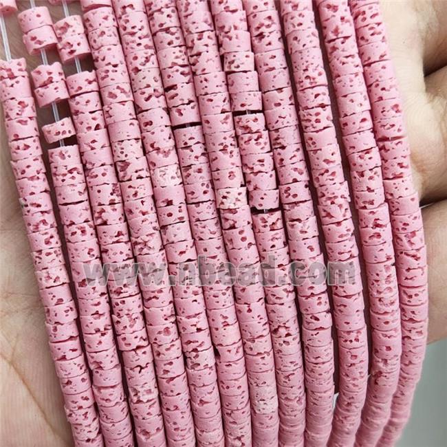 Rock Lava Heishi Beads Pink Dye