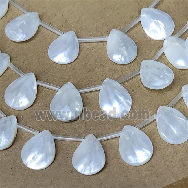 White MOP Shell Teardrop Beads Topdrilled