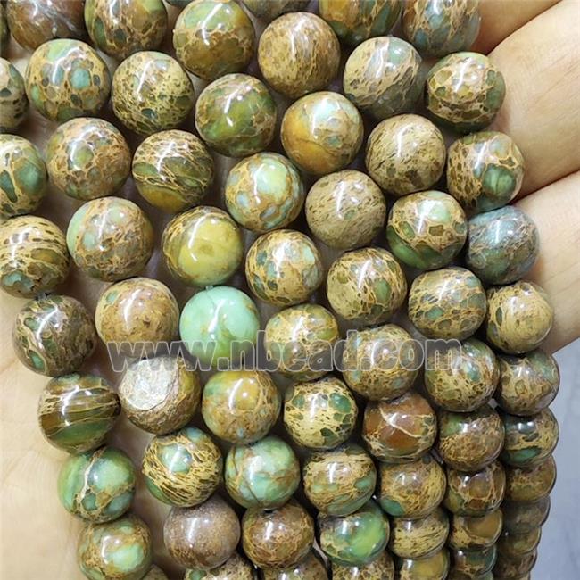 Natural Snakeskin Jasper Beads Green Smooth Round