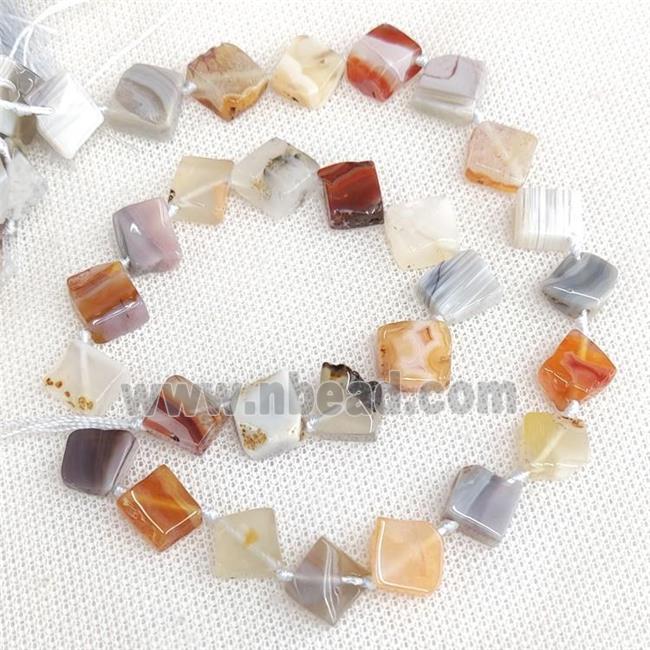 Natural Botswana Agate Beads Square Corner-Drilled Multicolor